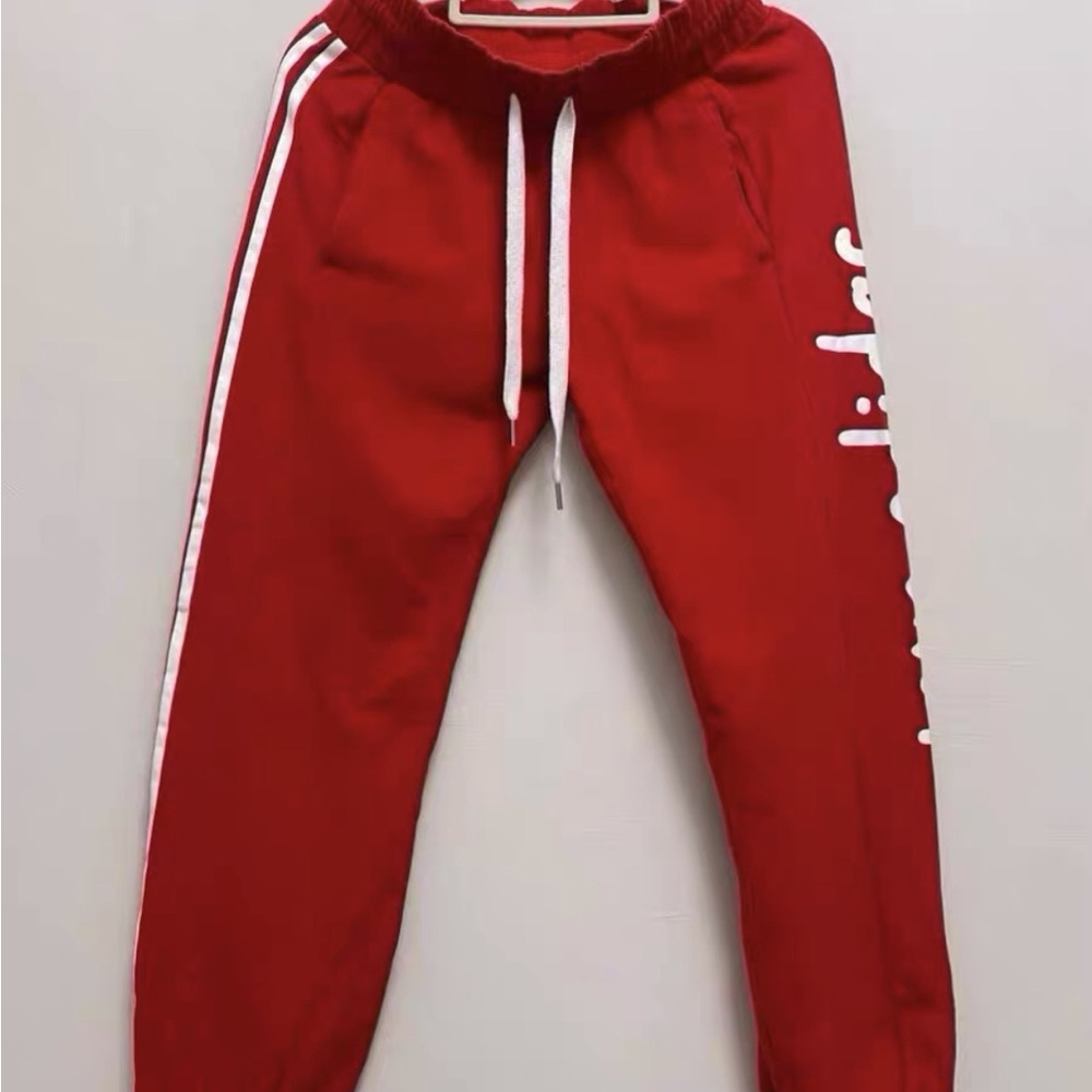 adidas Kids Red Sweatpants with White Stripes
